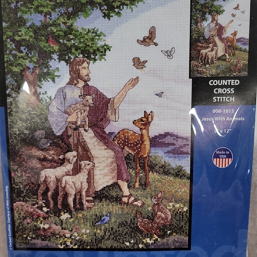 New/Sealed Janlynn "Jesus With Animals" Counted Cross Stitch Kit